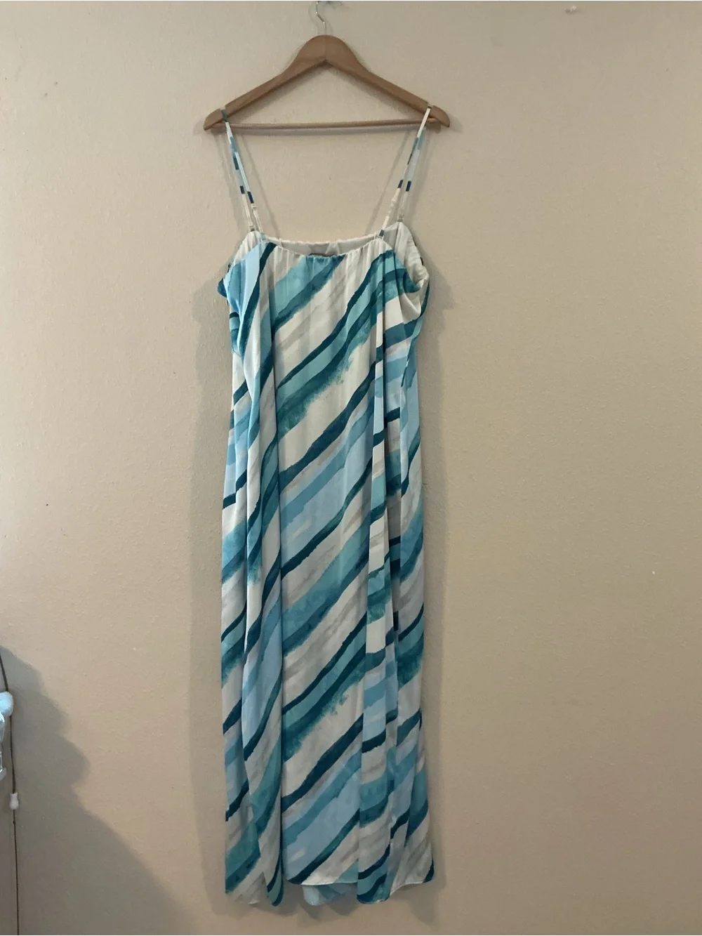 Abercrombie & Fitch White Lined Blue Trim Dress